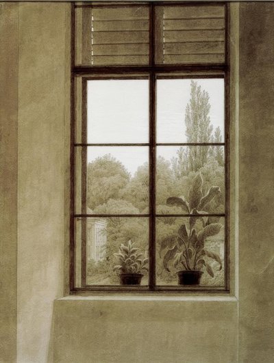 Ventana con vista al parque de Caspar David Friedrich